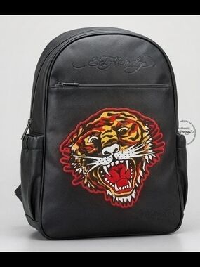 NWT Ed Hardy Tiger Patch Faux Leather Backpa  Backpack